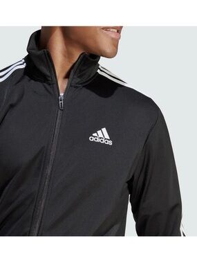 adidas Black Full-Zip Track Jacket with White 3-Stripes